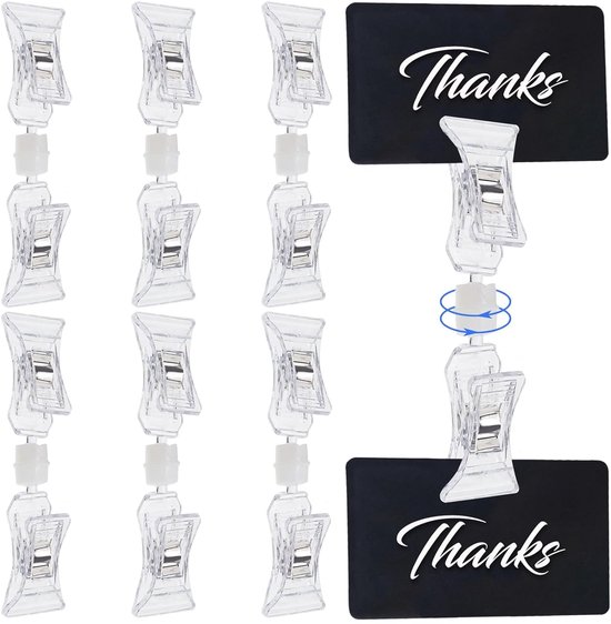20 Stuks Transparante Draaibare Signhouder Clips voor Prijskaartjes