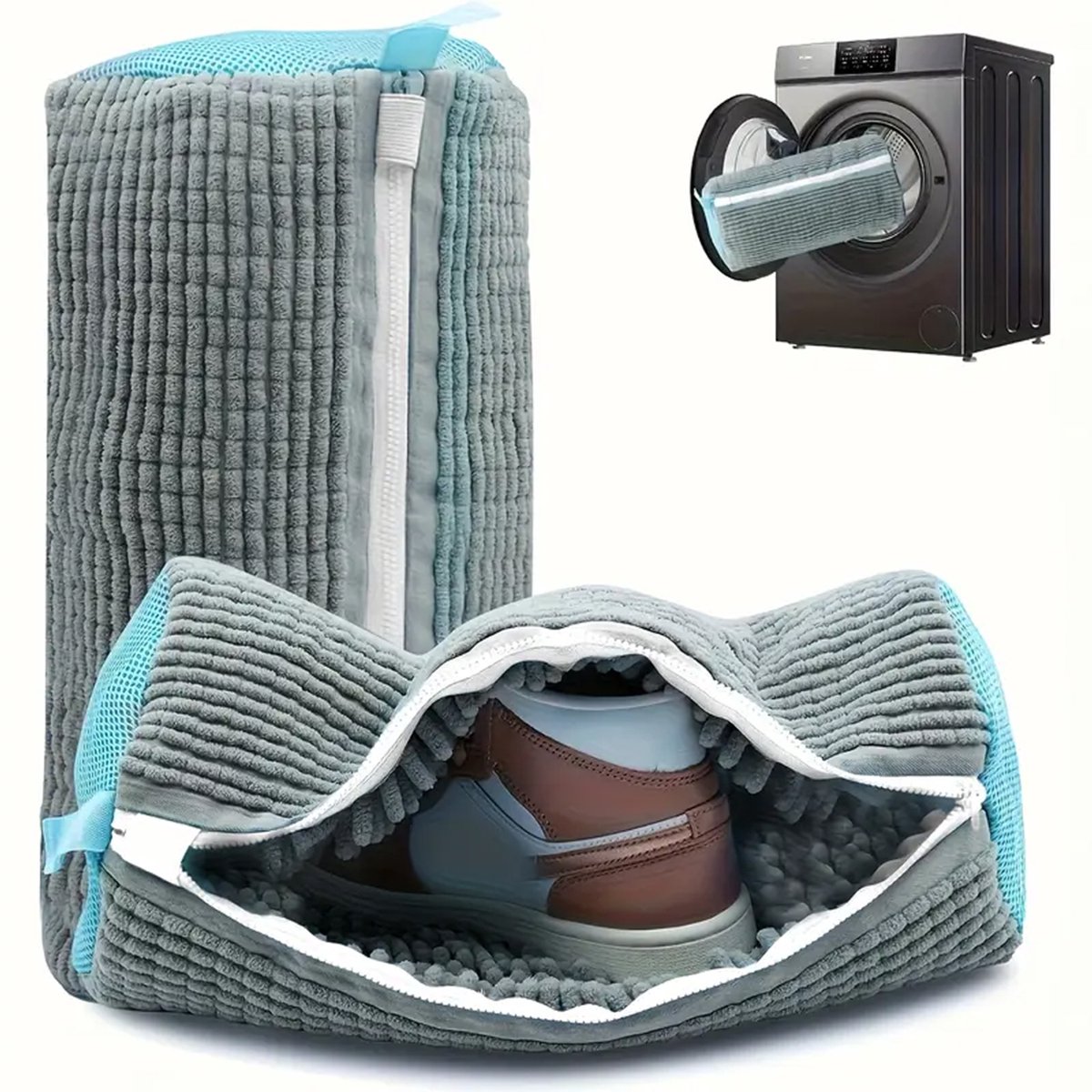 DW4Trading 2-delige Waszak Voor Schoenen met Rits in De Wasmachine - 16x36 cm