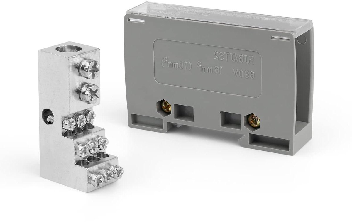 JGS Premium - Klemmen verdeelkast voor 35 mm DIN-rail - Stroomverdelerkast met 1 ingang 9 uitgangen - Aftakklem met transparante stofafdekking