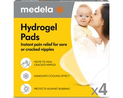 Compresses Hydrogel Medela - Compresses d'allaitement - Fissures et mamelons douloureux - Effet rafraîchissant - Réutilisables pendant 24 heures - Lot de 4 »