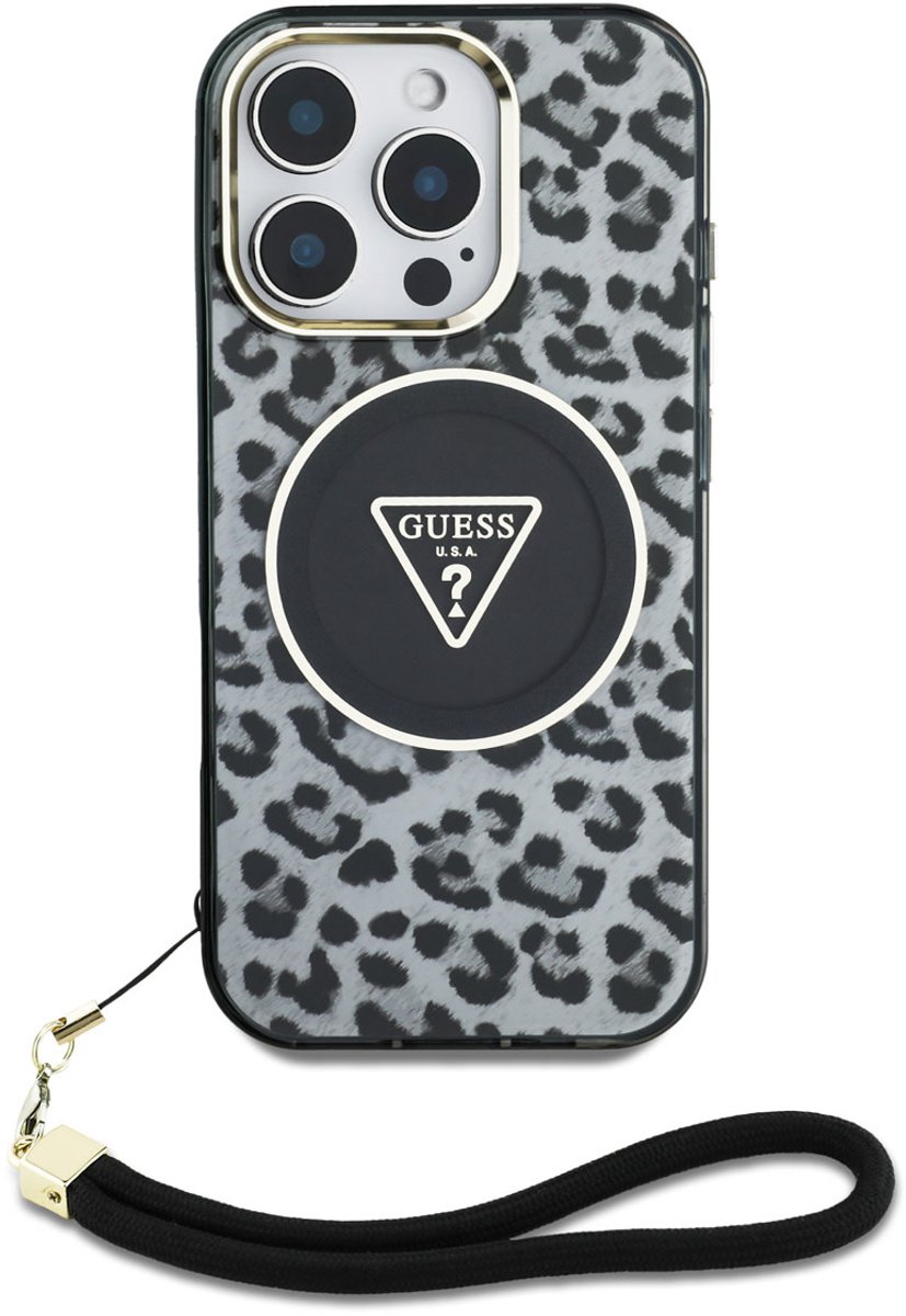 Guess Case Leopard Driehoekige Koordband Voor Iphone 16 Pro Z Voor Magsafe
