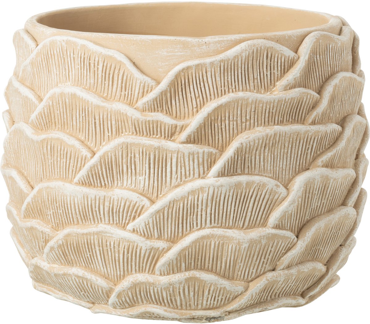 J-Line bloempot Rond Reliëf - cement - beige - large - Ø 26.5 cm