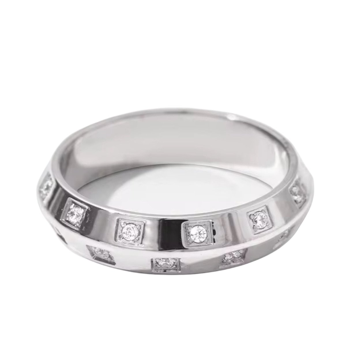 Cliste Couture Ring rhodiumplated met zirkonia - Ring - Cadeau voor vrouwen - Zilverkleurig - Ringen Dames