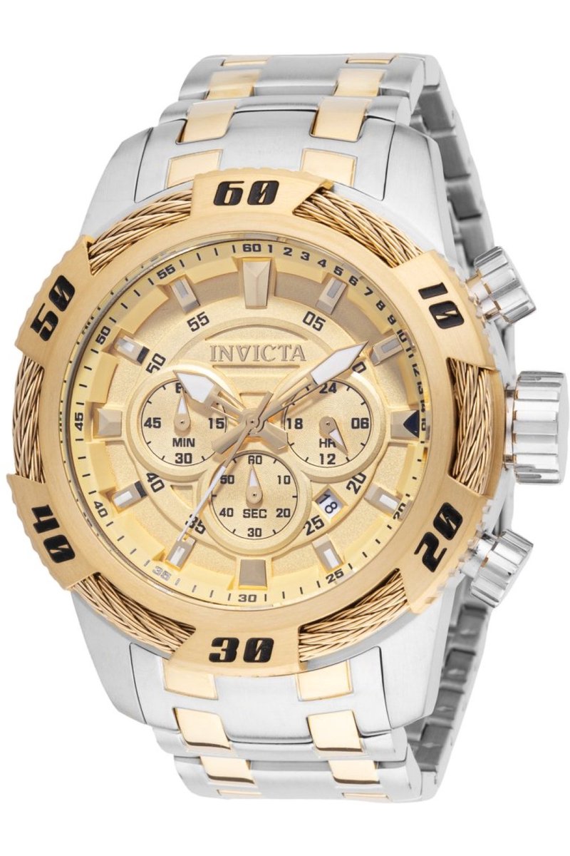 Invicta Speedway 49123 Heren Horloge - Waterdicht - Analoog - Quartz Uurwerk - Roestvrij Staal met gouden Wijzerplaat - 50mm