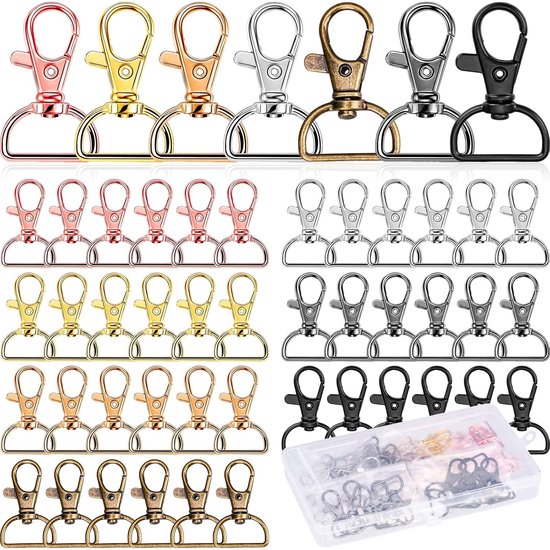 SwirlColor Draaibare Karabijnsluiting – 2 Stuks D-ringen, 2 Veren O-ringen + Schroevendraaier – Goudkleurig, Voor Tassen, Portemonnees En Sleutelhangers