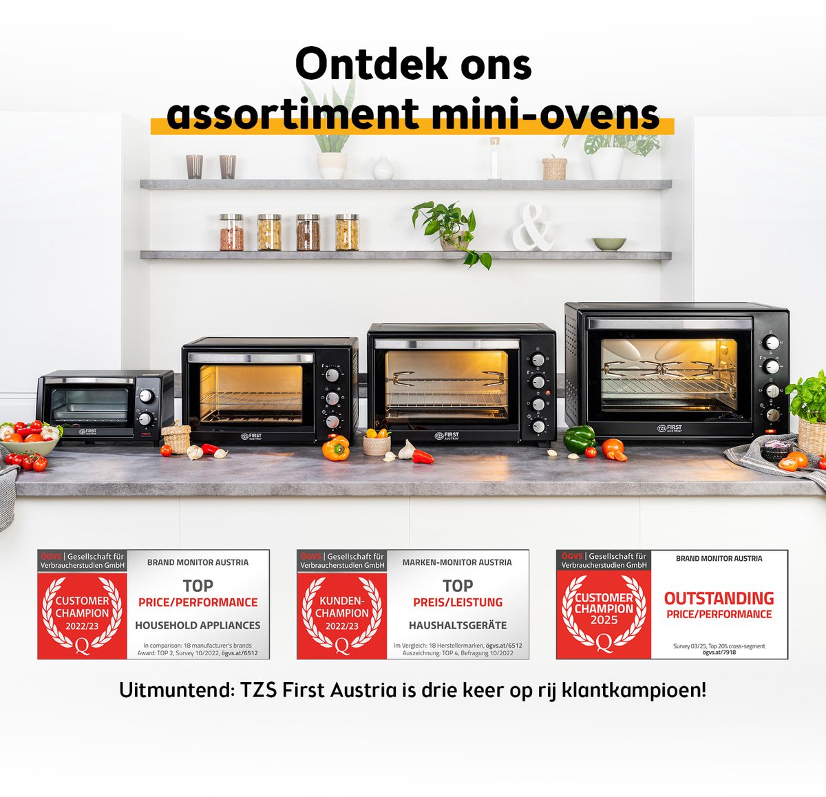 TZS First Austria Mini oven 10L - vrijstaande oven - 800W - max 230°C - Timer - Zwart – foto 4