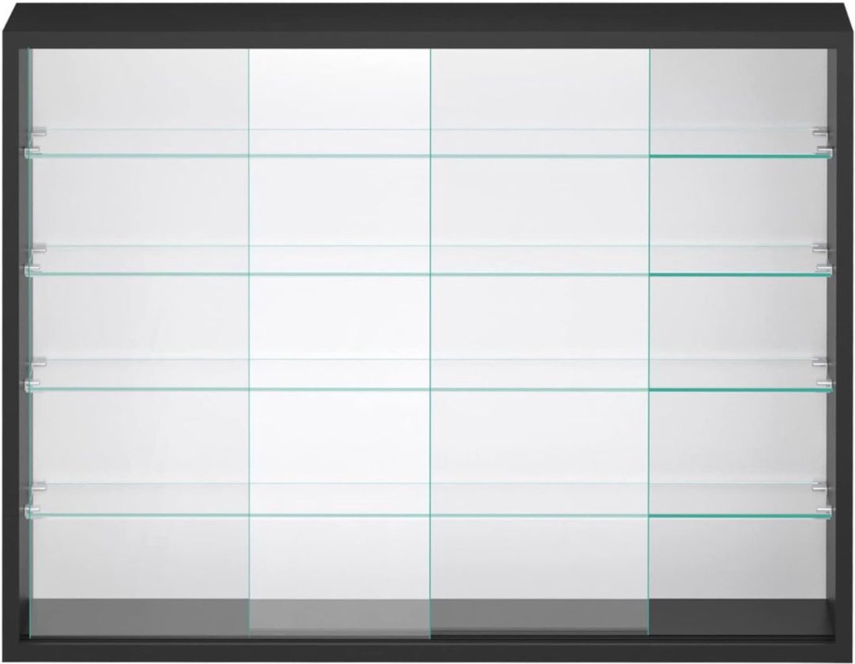 DD® Vitrinekast Hangend - Glazen Vitrinekast - Wandvitrine - 75x55x14cm - Zwart