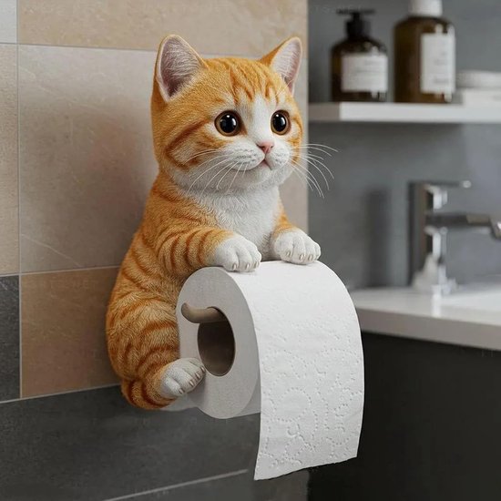 3D Geprinte Toiletrolhouder 3 Stuks Grappige Katten Toiletpapierhouders - 3D-geprint, Vrijstaand, Zwart ABS - Voor Badkamer, Keuken Of Hotel, Geen Montage Nodig 3D Geprinte Rolhouder