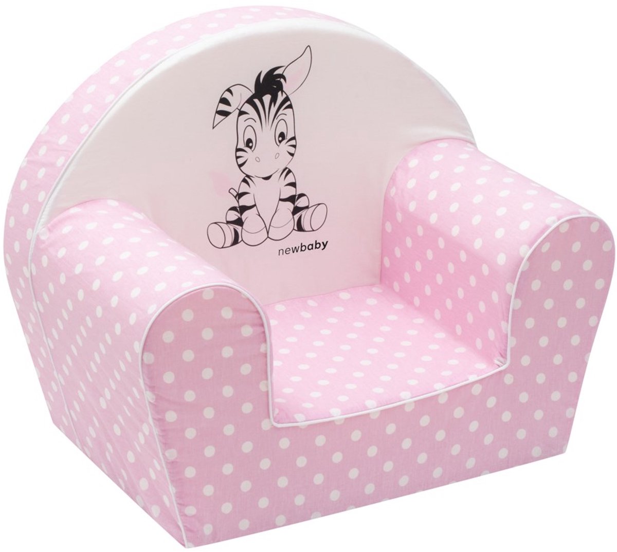 NEW BABY - Krukje - Kinderstoel roze katoen met zebra print - Babystoel - Peuterstool - Zitmeubel - Speelstoel - Kindermeubel