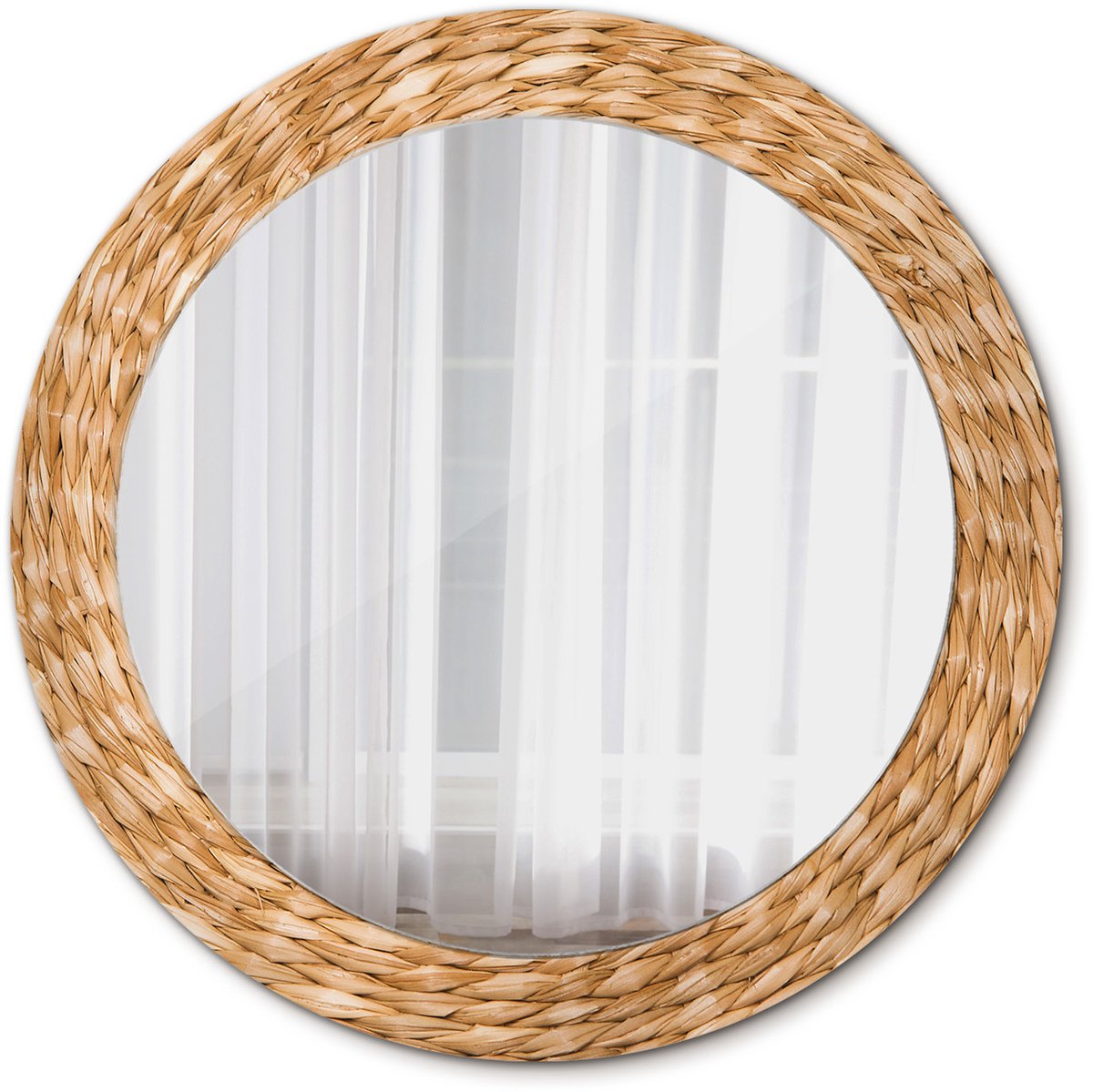 Tulup Spiegel - Ronde vorm Spiegel - op gehard Glas - Vlechtpatroon - Diameter: 70 cm - Spiegel met een sierlijk motief - Woonkamerspiegel - Inloopkastspiegel - Spiegel voor kantoor of studio - Oranje - Wanddecoratie Spiegel - Montageset