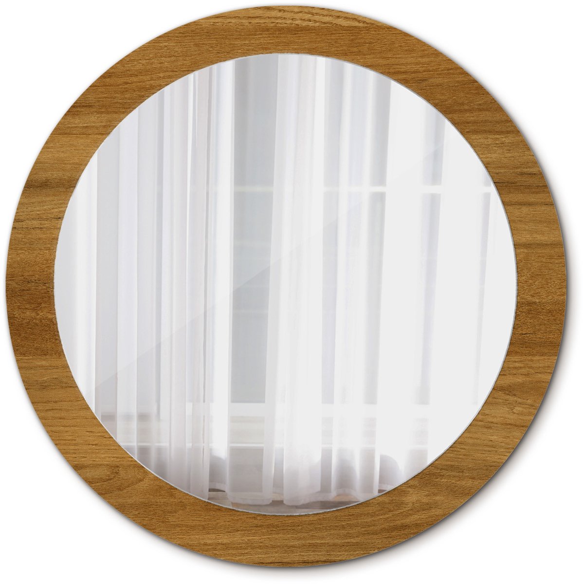 Tulup Spiegel - Ronde Spiegel - Spiegel op gehard Glas - Rustiek eiken - Diameter: 80 cm - Design Spiegel - Badkamerspiegel - Gangspiegel - Logeerkamer - Bruine - Stijlvol accent - Decoratief Spiegel - Eenvoudige installatie