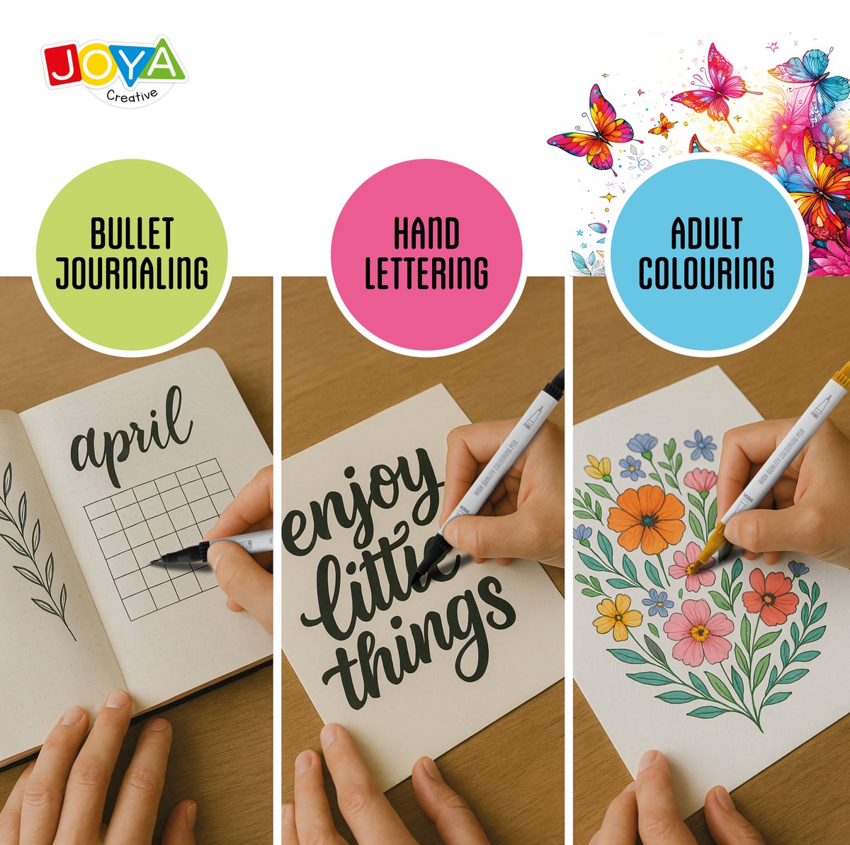 Joya Creative Fineliner Brush Pens Set 40pcs - Stiften voor Volwassenen en Kinderen - Bulletjournal - Handlettering - Gekleurde Fineliners - Drawing Pen Set — afbeelding 4