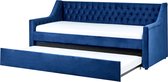 Onderschuifbed Fluweel MONTARGIS 90 x 200 cm Marineblauw