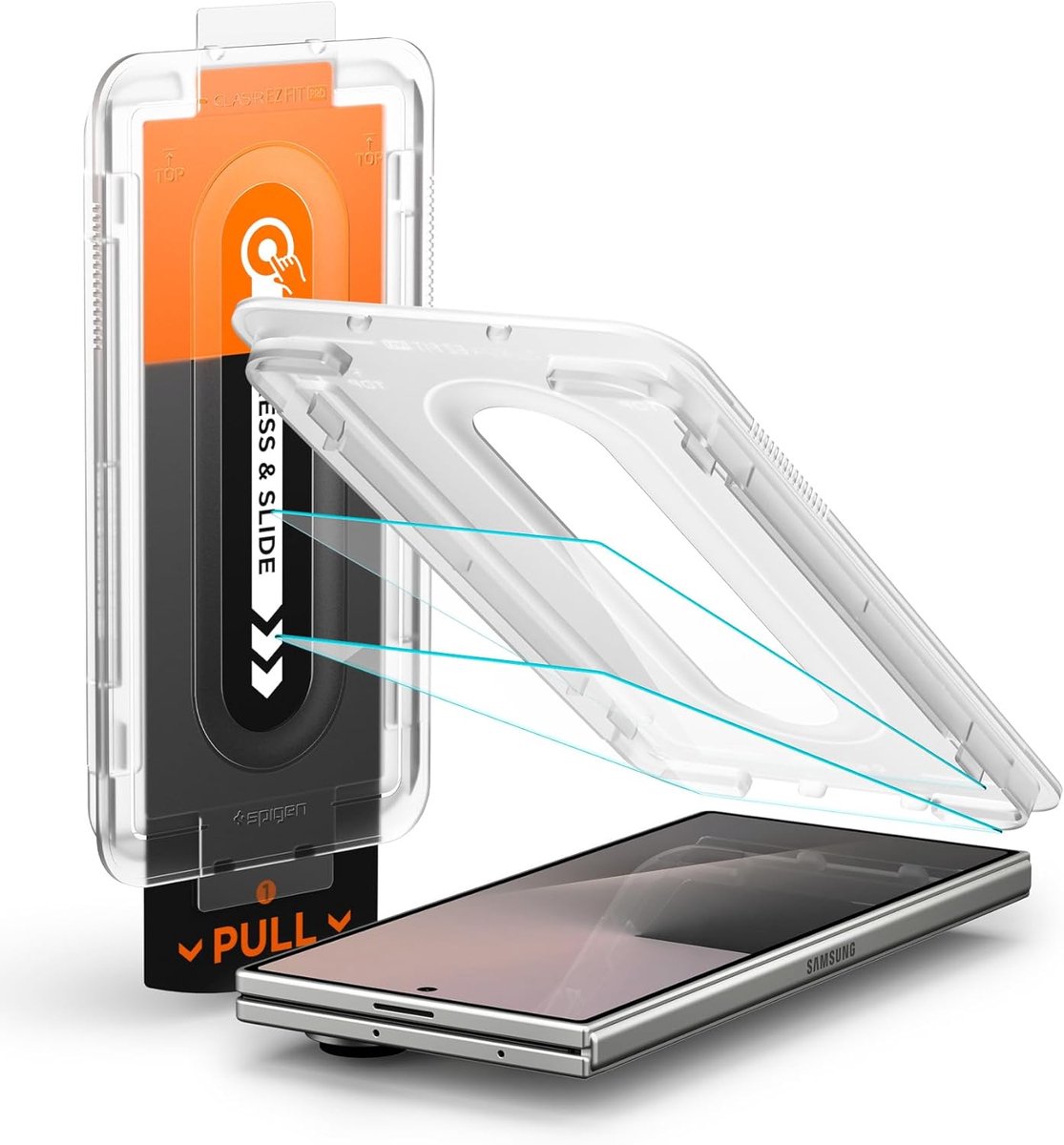 Spigen Geschikt voor Samsung Galaxy Z Fold 7 - Glas.tR EZ Fit Pro Screenprotector - Met Sjabloon voor Installatie - 2 Stuks