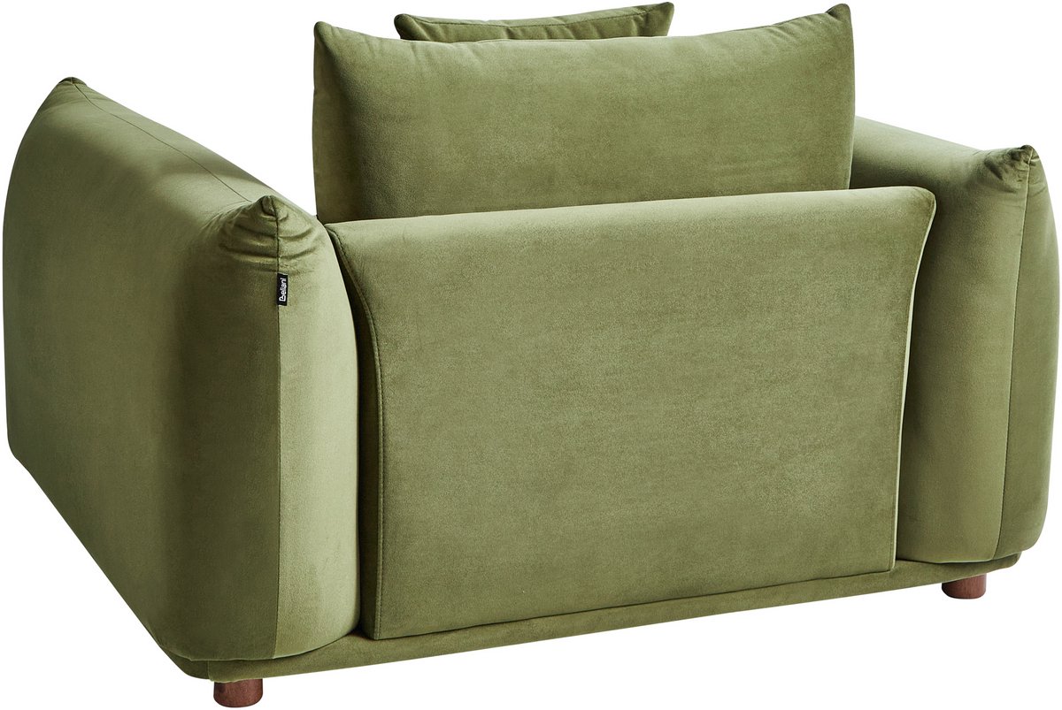 Afbeelding 2 van BELIANI LUVOS Fauteuil Groen Fluweel Donkere Houtkleur
