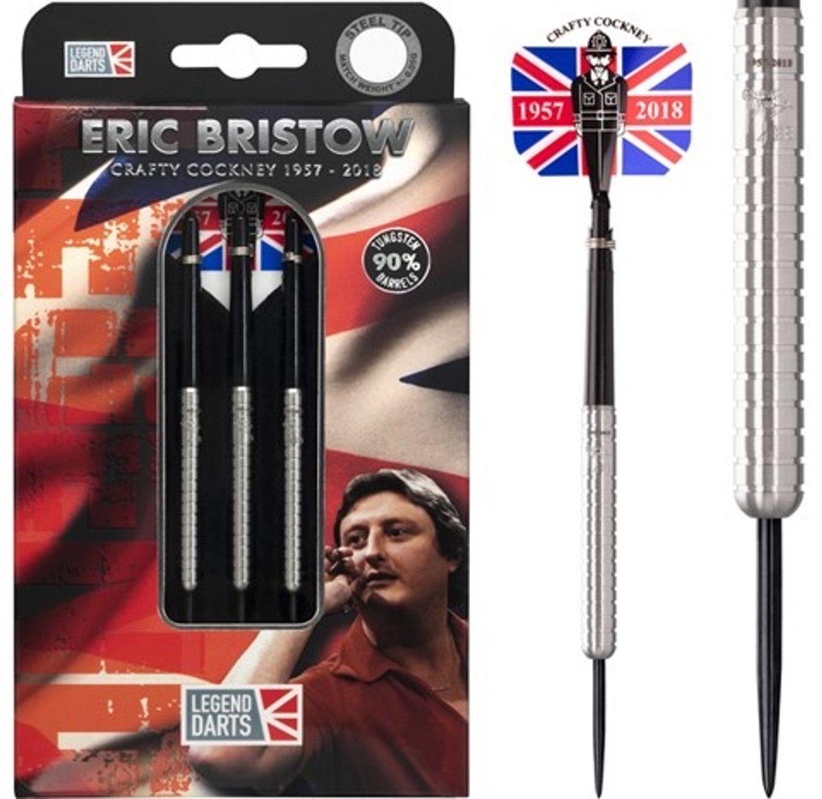 Legend Darts Eric Bristow Crafty Cockney Silver Ringed 90% - Dartpijlen 26 Gram