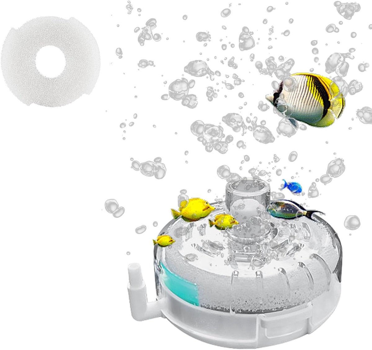 JGS Premium - Aquariumfilter voor Klein Aquarium - Waterfilter 55 x 80 mm met Filtermat en Filtersteen - Geschikt voor Thuisaquaria en Dierentuinhandel