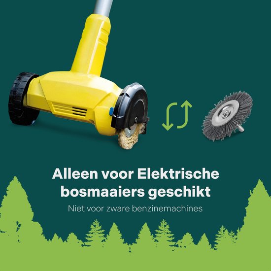Universele borstelset voor elektrische onkruidborstel - Set van 2 - Onkruidverwijderaar - Onkruidverdelger - Bosmaaier - Stalen en Nylon borstel - 10cm - Voegenborstel - Grastrimmer van Universele — afbeelding 4