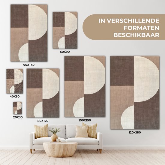 Tableau sur toile 80x120 cm - Décoration murale exclusive Grille - Demi-cercles - Contraste - Décoration murale salon - Décoration chambre - Accessoires chambre - Peintures sur toile