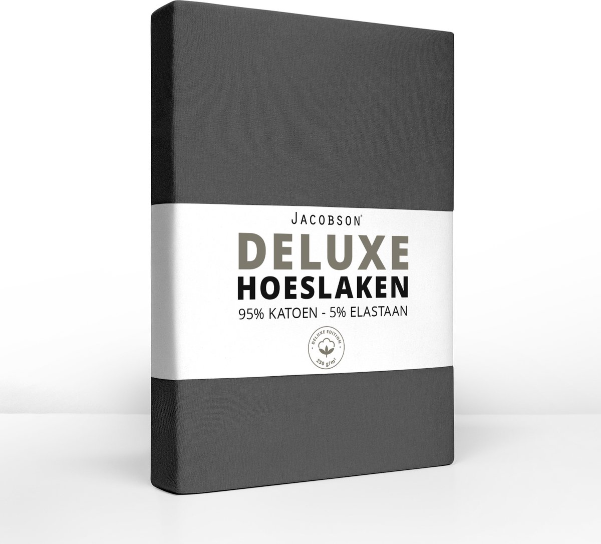 Jacobson Deluxe Hoeslaken – 95% Jersey Katoen / 5% Lycra – 140x200 cm – tot 25cm matrasdikte – 250 g/m² – Antraciet