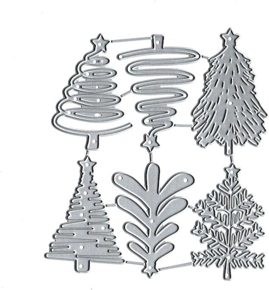 Zeynomax - Matrices de découpe de cartes de vœux arbre de Noël fleur feuille - décoration scrapbooking DIY - papier gaufrage - fabrication de cartes, Joyeux Noël Arbres Étoiles.