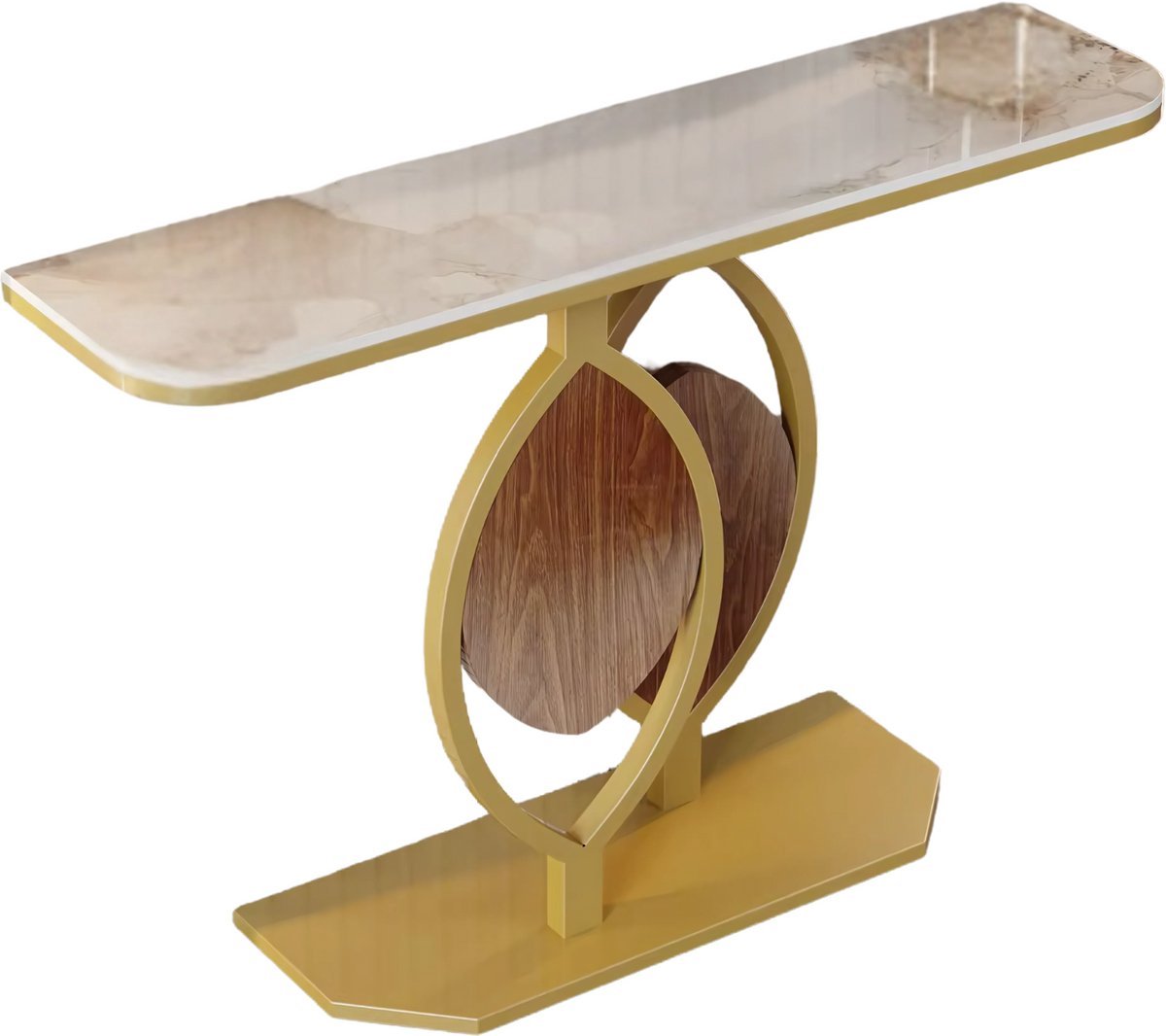 Consoletafel Royal Valora - Wit/goud - Wandtafel - Marmerlook - Haltafel - Sidetable - 120cm