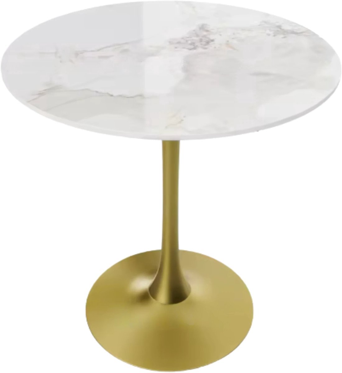 Happiq Eettafel Grandiose - 78 cm Hoge Ronde Keuken Eettafel - Gesinterde Stenen Top met Voetstuk Base - Bistro Tafel voor Vrije Tijd en Hoogteverstelling Wit