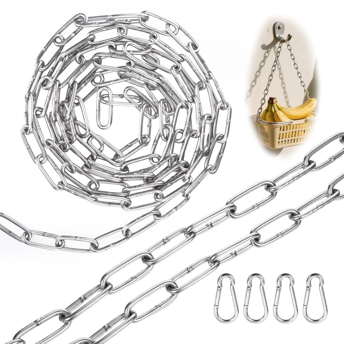 Roestvrijstalen ketting - 3 mm - geschikt voor veelzijdig gebruik - 2 stuks