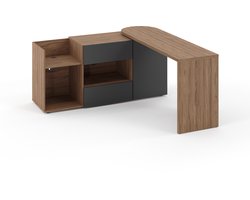 Temahome - Tango bureau draaibaar - Multifunctioneel - L=160 cm - Walnoot/zwart