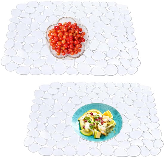 com-four 2 x gootsteenmat, ronde spoelbakmat, inleg voor spoelbak beschermt het oppervlak van de