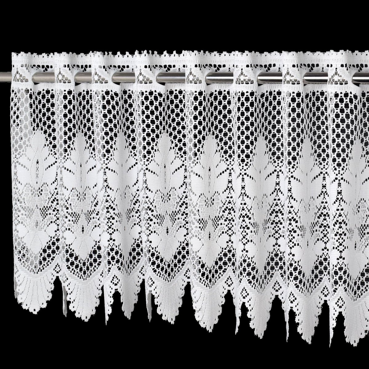 Ibenzoa Korte kanten vitrage gordijnen met jacquard patroon voor keuken en woonkamer decoratie