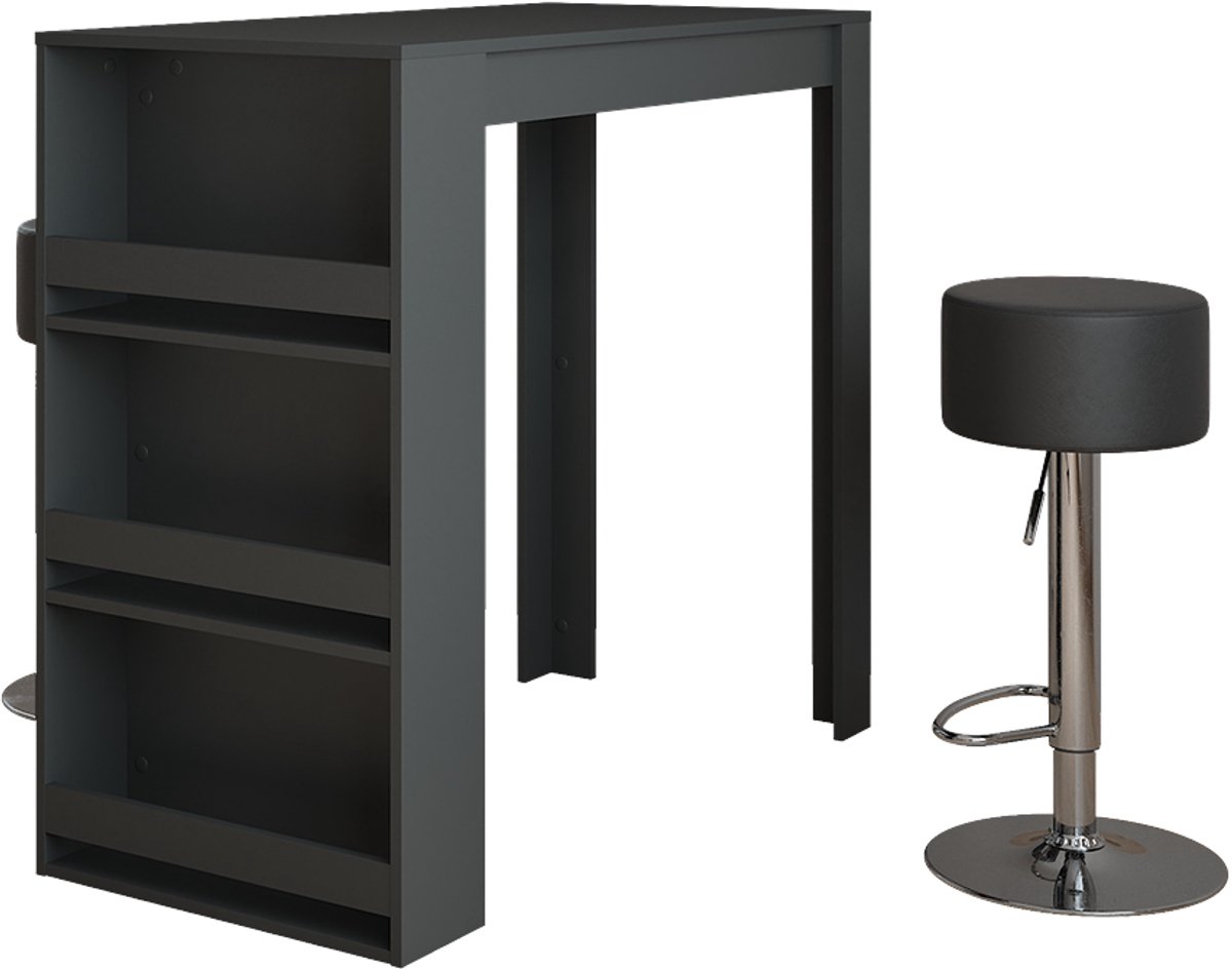 Vicco Repose Bartafel set – 57 x 117 cm met 2 barkrukken Antraciet