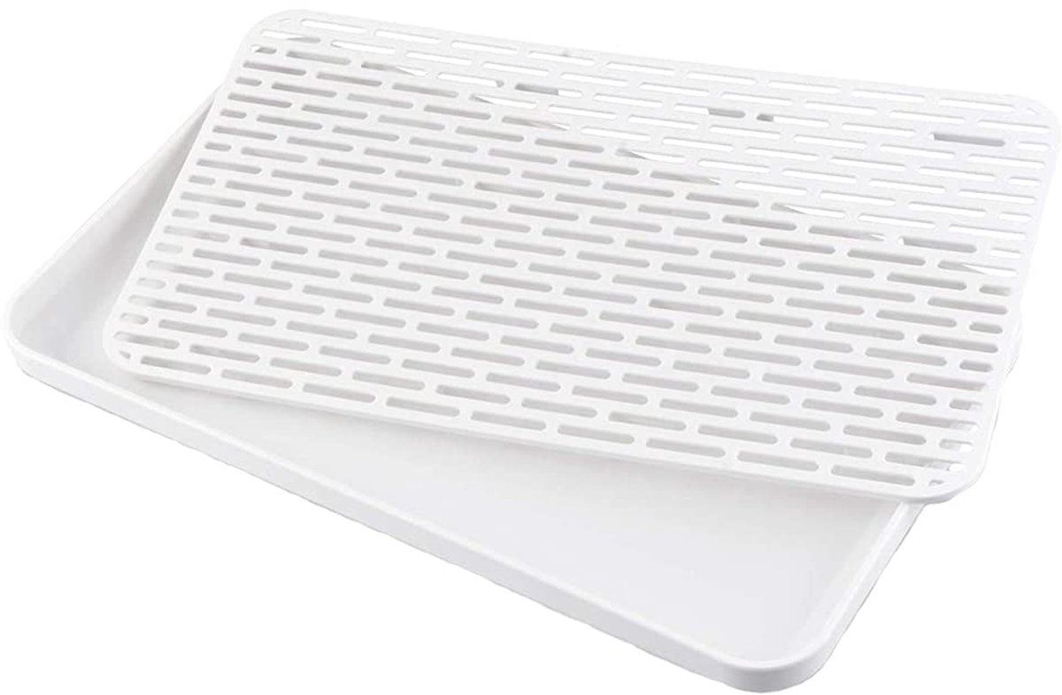 Afdruiprek en Afdruipmat - Multifunctioneel - 1 stuk - Grijs/Wit - Kunststof - 30 x 17,5 cm