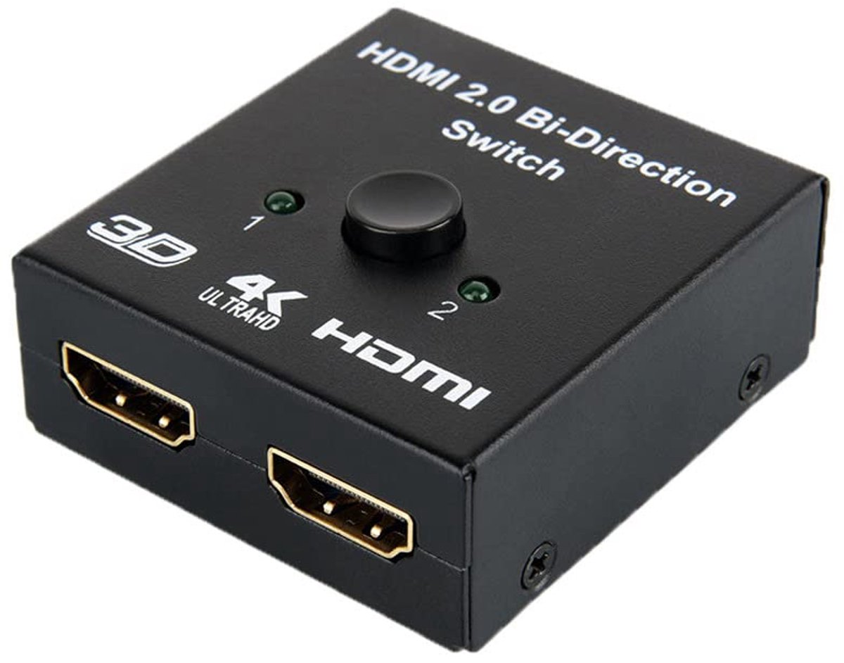 HDMI Switch Splitter 4K Bi-directionele HDMI Switcher 1 in 2 Out – 4K UHD 3D HDMI Adapter voor TV, Monitor, Blu-Ray, Firestick, Xbox, PS5, Projector