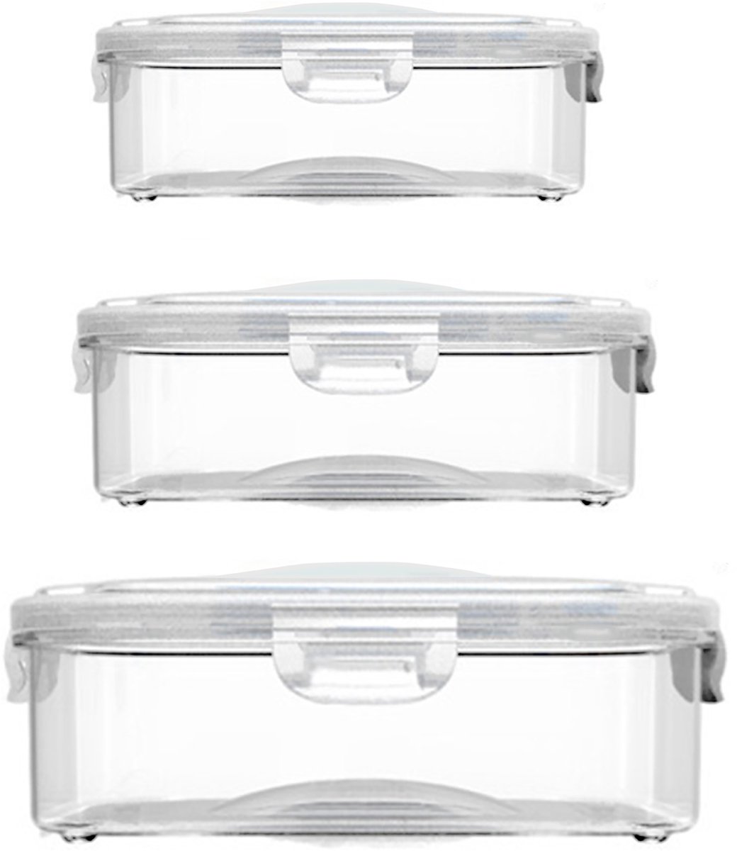 CHIWIN Vacuüm Voedselcontainer Set 3 Delig Vershoudbakken Kunststof Met Handpomp Voor Koelkast Vriezer Magnetron Vaatwasser