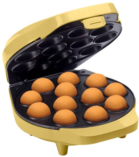 Bestron Cake pop maker - DCPM12V - 700W - 12 cake pops - Incl. 12 stokjes & vorkjes - Geel - 5 jaar garantie van Bestron — afbeelding 5