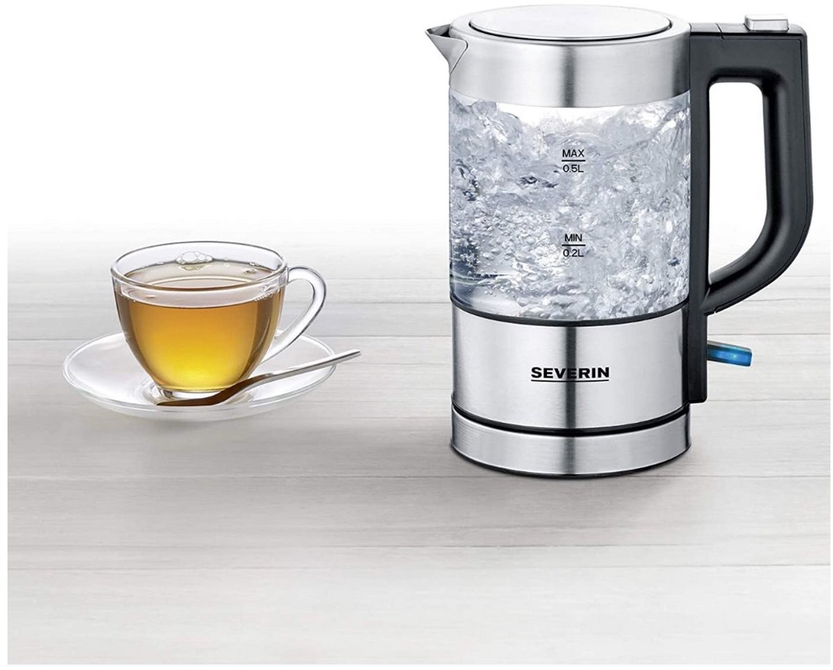 Severin WK 3472 - Waterkoker - electrisch - glazen kan - 0.5l - zilver/zwart — afbeelding 2