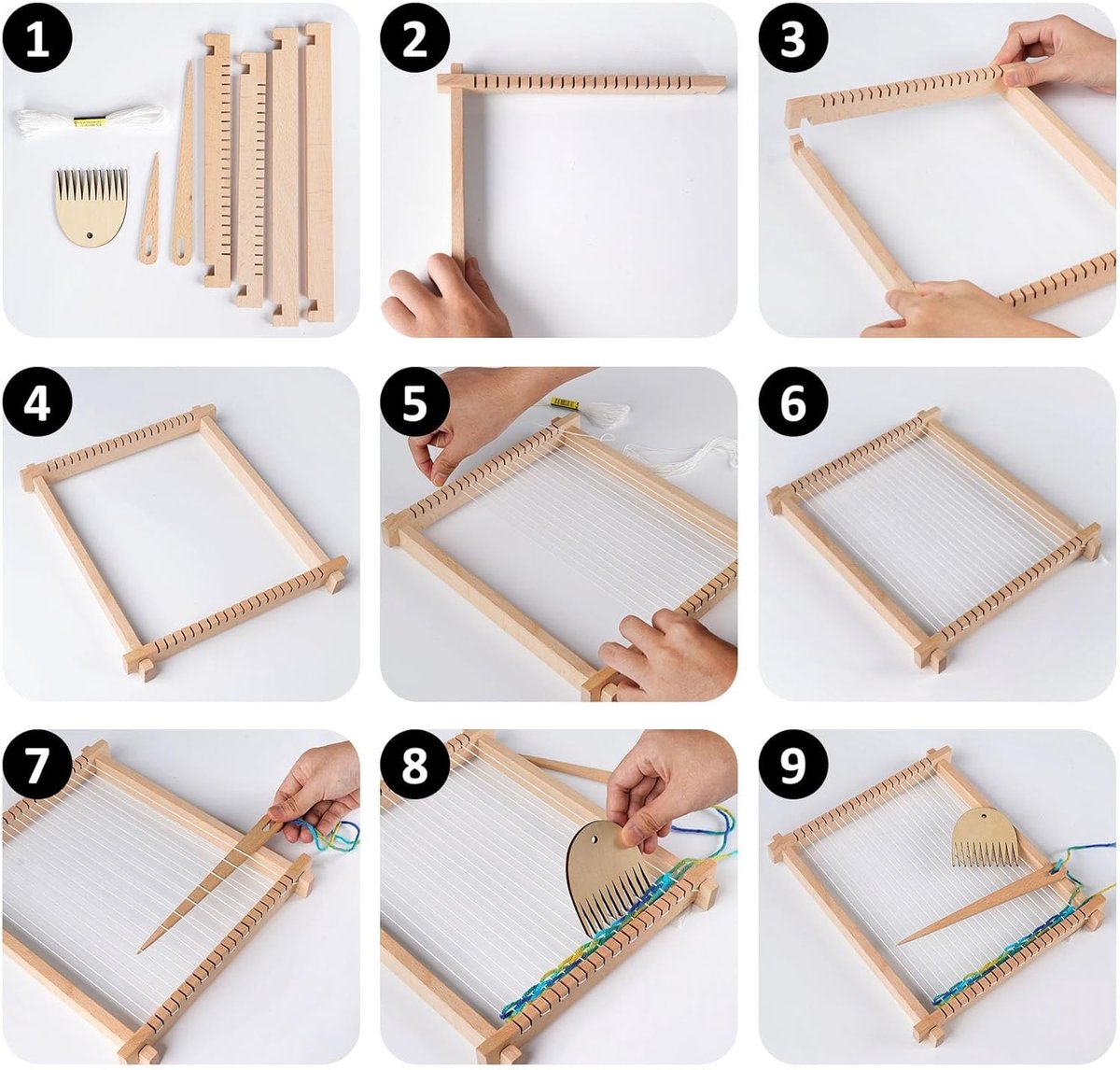 Weven op een handweefraam - Mary Maddocks - boekenlegger, placemats, wandkleed