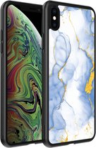 Smartphonica Coque de téléphone adaptée pour iPhone X/Xs avec imprimé marbre Goud clair doré – Coque arrière en TPU Design marbre Gold clair doré adaptée pour Apple iPhone Apple iPhone Xs