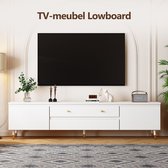 Hiaonyx TV Meubel Industrieel Wit – 175cm – Geschikt voor TV tot 75 inch – Met Opbergruimte en Lades - Wit