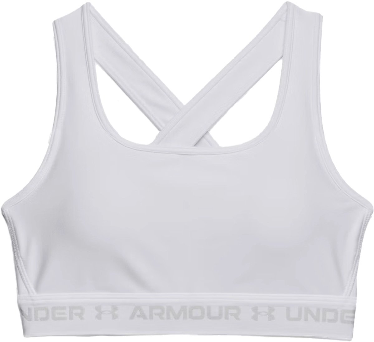 Under Armour Crossback Mid Bra-WHT Dames Sportbeha - Wit - Halo Grijs