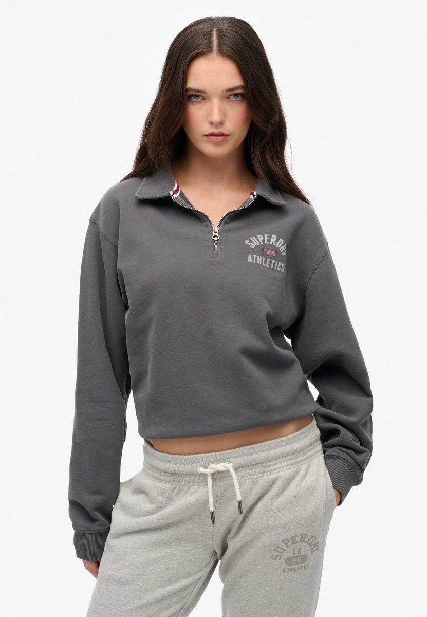 Superdry Athletic Collared Halve Rits Trui Dames Truien Zwart