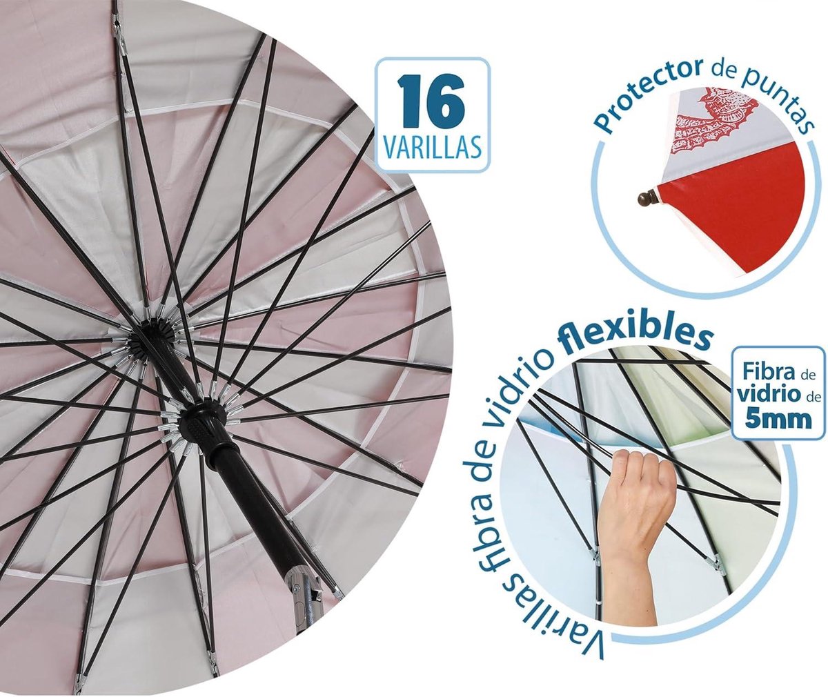 Strandparasol Ø 240 cm van aluminium model zeebodem met draagtas en zonwering UPF 50+ Rood 240 cm