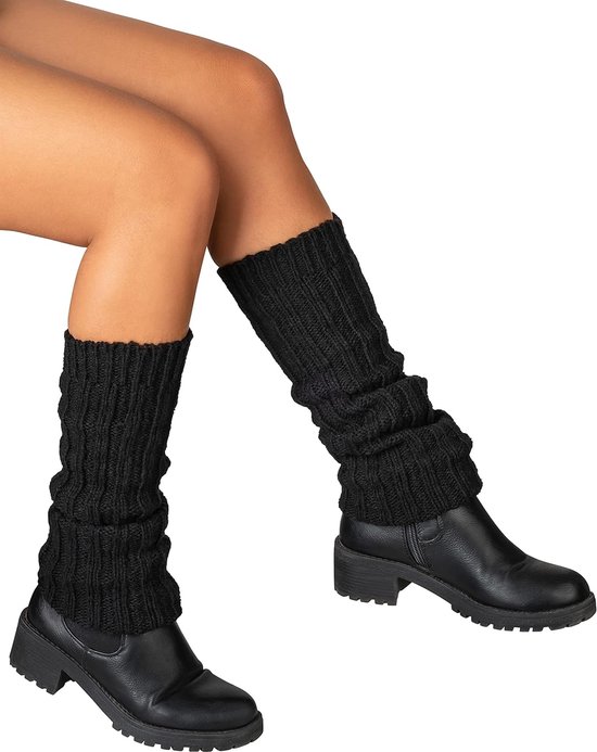 Jambières en laine tricotée pour femme - Noir - 1 paire