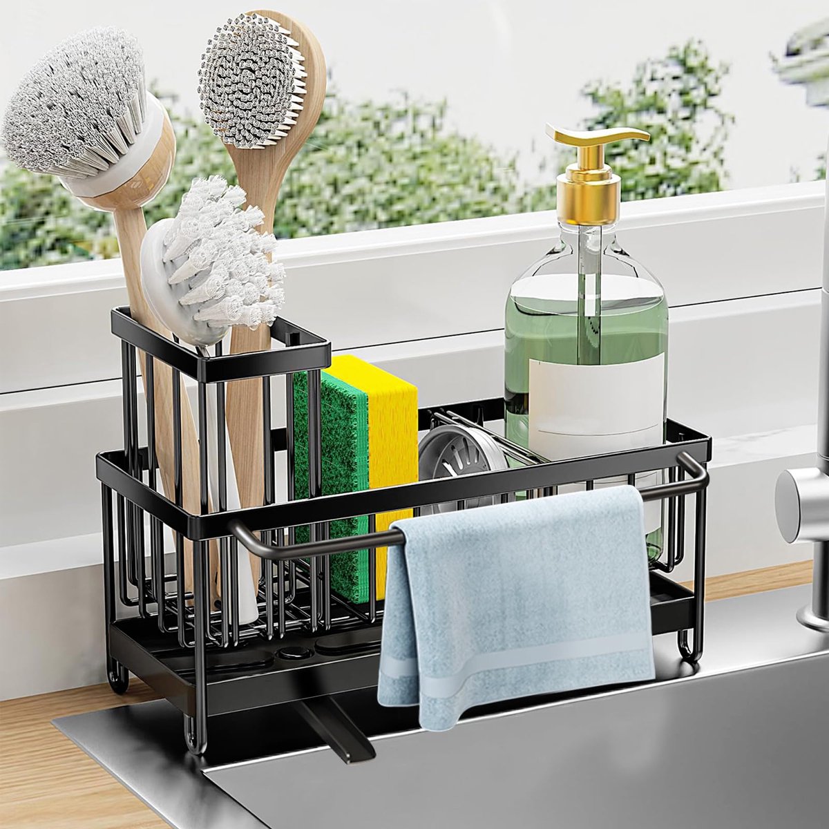 Ibenzoa® Slim ontworpen keuken- en badkamerorganizer met zelfledigend afvoersysteem