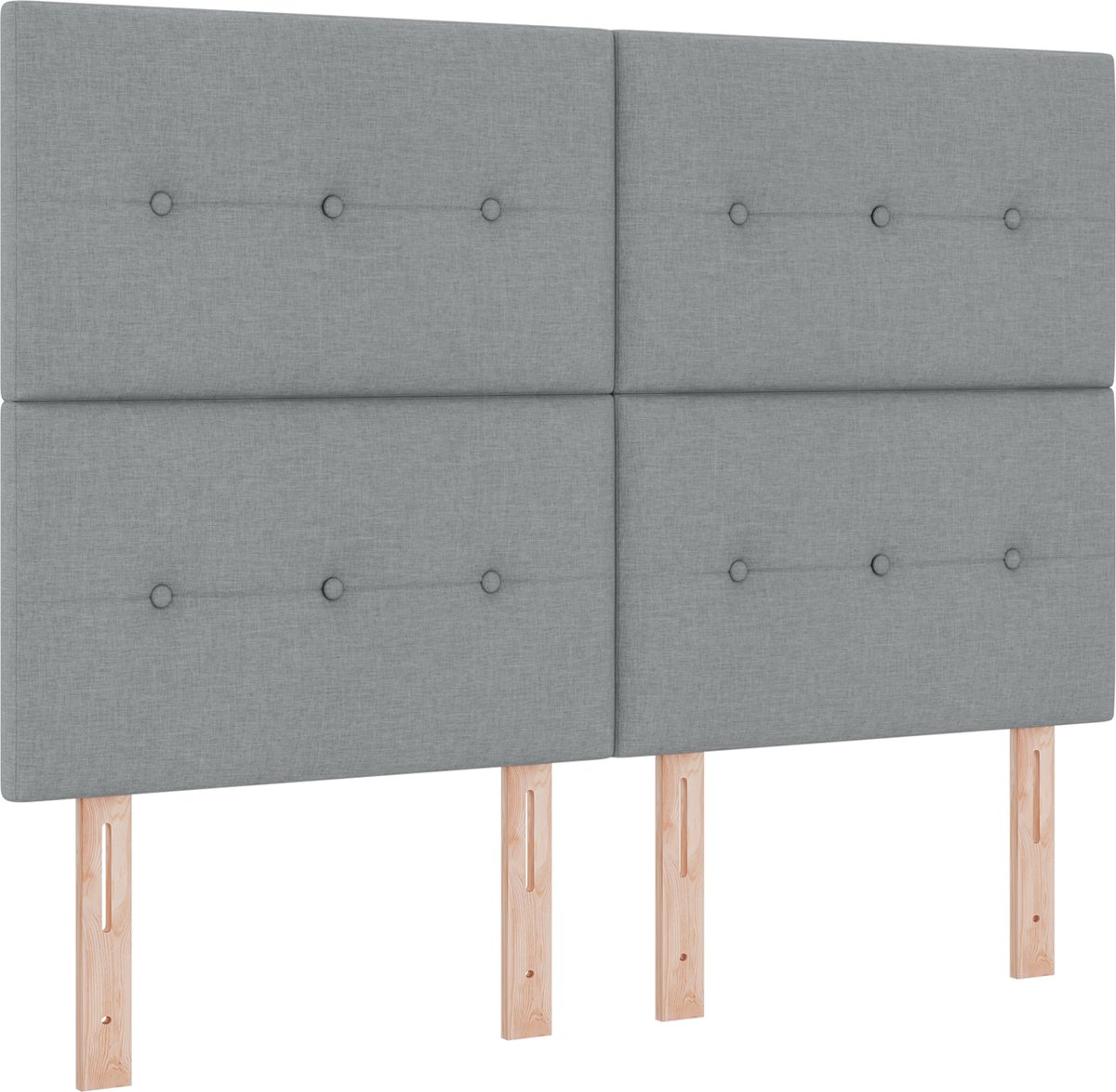 vidaXL - Boxspring - bed - met - hoofdeinde - Lichtgrijs - 140 - x - 190 - cm - Stof
