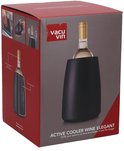 Verpakking van een Vacu Vin Active Cooler Wine Elegant, met illustraties van het gebruik.