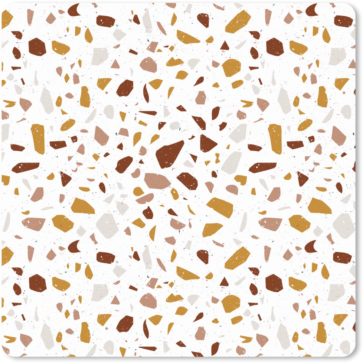 Muismat XXL 80x80 cm - Bureau onderlegger - Bureau mat Terrazzo - Patroon - Wit - Urban - Bureaumat - Gaming mousepad xl - Bureaulegger groot - Computer deskmat