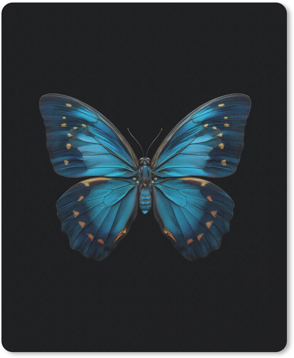 Muismat 19x23 cm - Mousepad Vlinder - Blauw - Contrast - Muismatten