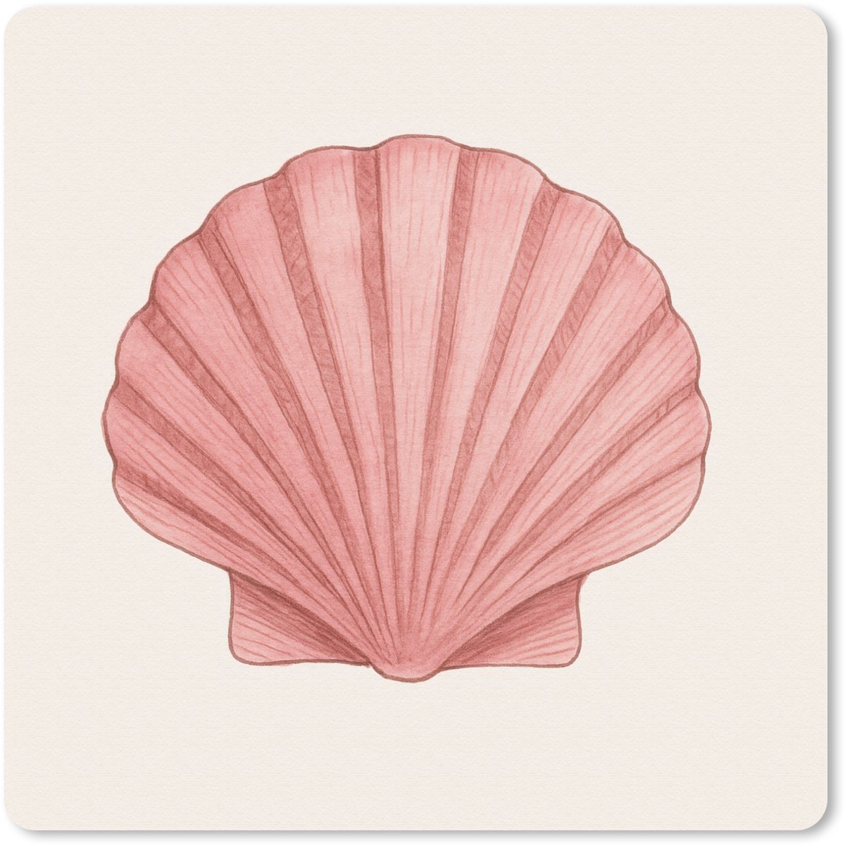 Muismat 20x20 cm - Mousepad Schelp - Roze - Ribbels - Muismatten